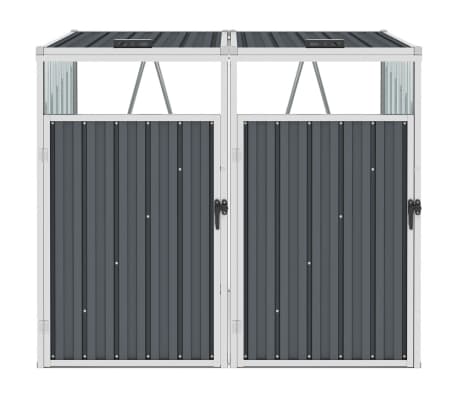 vidaXL Double Garbage Bin Shed Grey 143x81x121 cm Steel