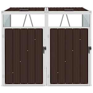 vidaXL Dobbelt søppeldunkskur brun 143x81x121 cm stål