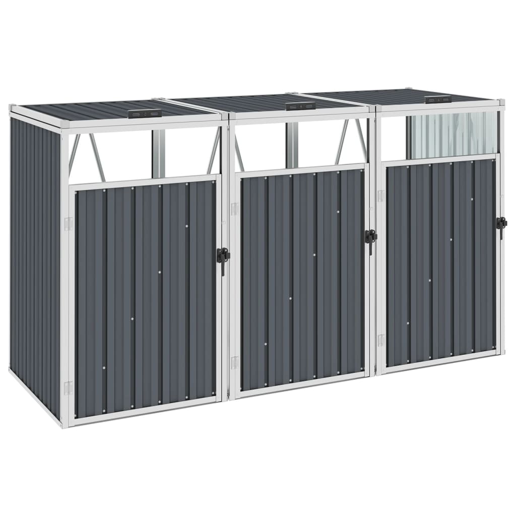vidaXL Mülltonnenbox für 3 Mülltonnen Grau 213×81×121 cm Stahl