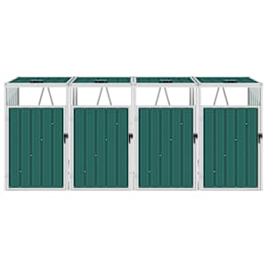 vidaXL Firedobbelt søppeldunkskur grønn 286x81x121 cm stål