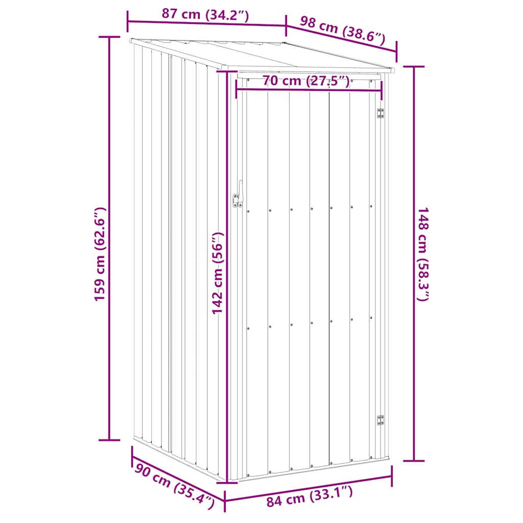 aiakuur, pruun, 87 x 98 x 159 cm, tsingitud teras - Image 8