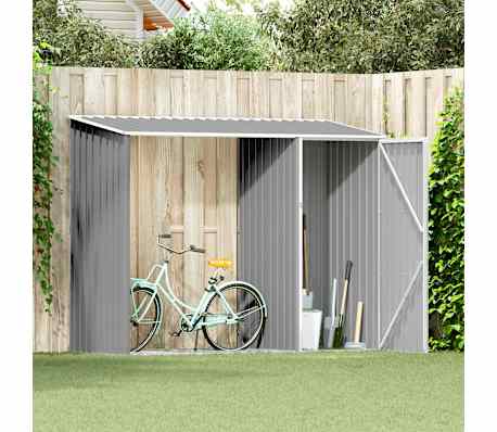 vidaXL Abrigo de lenha jardim 245x98x159 cm a&ccedil;o galvanizado cinzento