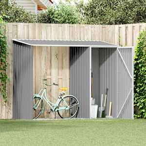 vidaXL Abrigo de lenha jardim 245x98x159 cm a&ccedil;o galvanizado cinzento