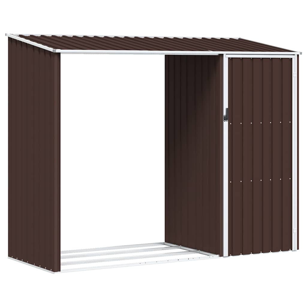 vidaXL Zahradní kůlna na dříví hnědá 245x98x159 cm pozinkovaná ocel