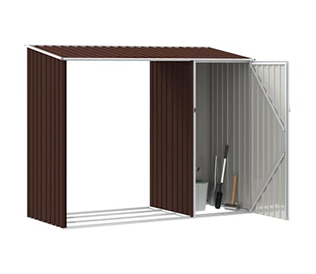 vidaXL Brennholzlager Braun Verzinkter Stahl Kaminholz Unterstand