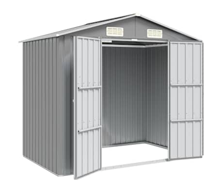 vidaXL Gerätehaus Grau Verzinkter Stahl Geräteschuppen Gartenhaus