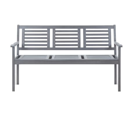 vidaXL 3-os. ławka ogrodowa, 150 cm, lite drewno eukaliptusowe, szare