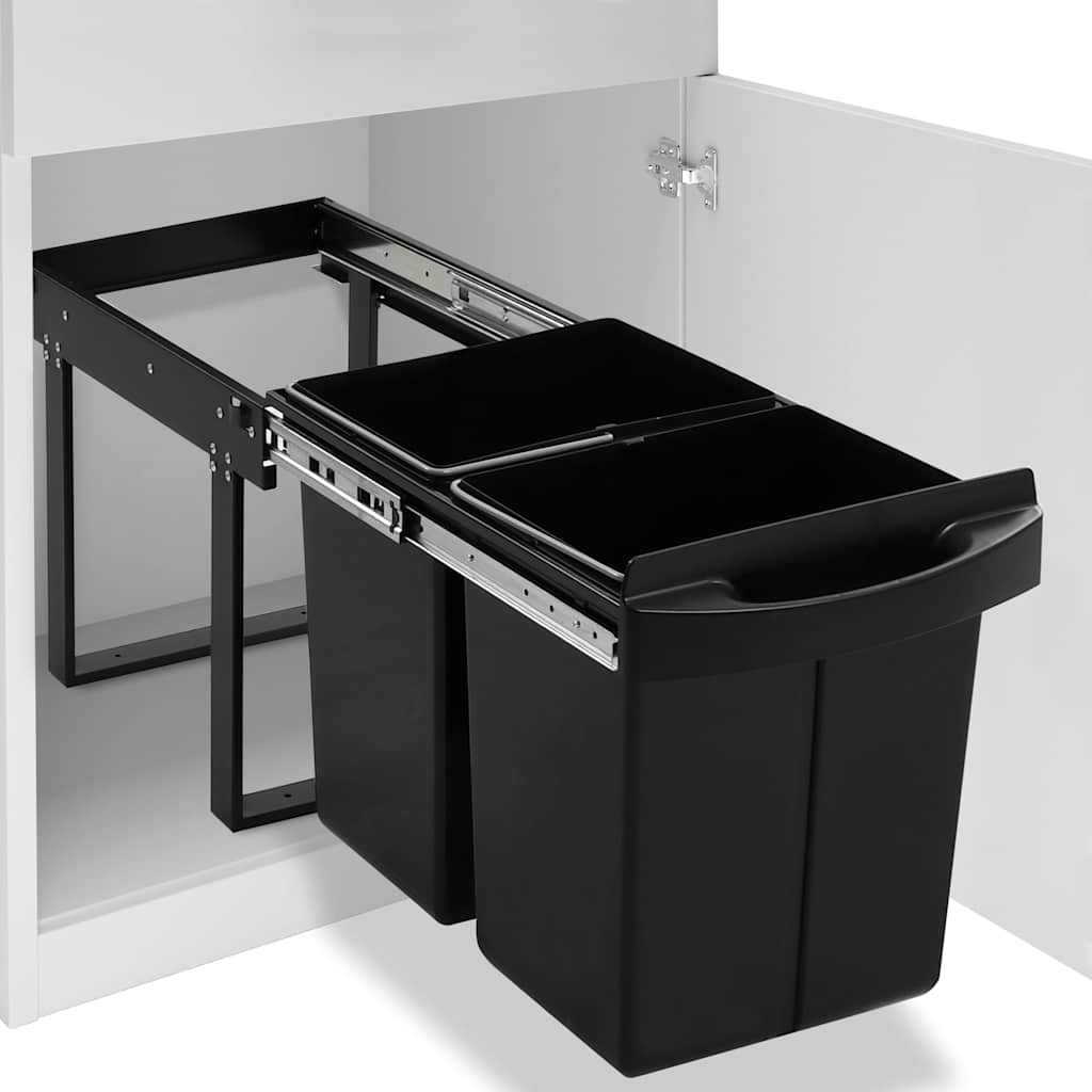 vidaXL Coș gunoi retractabil pentru dulap bucătărie, silențios, 48 L (51181)