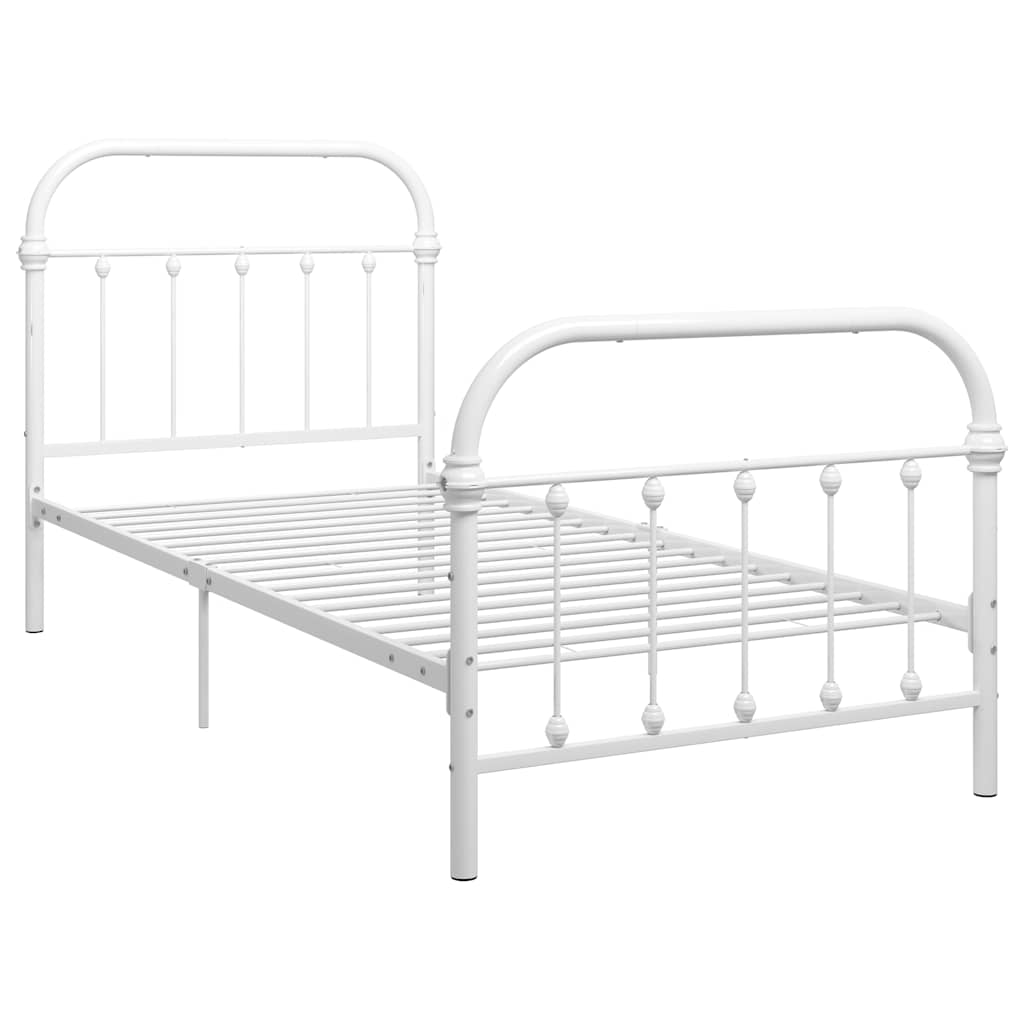 vidaXL - Bedframe - metaal - wit - 90x200 - cm
