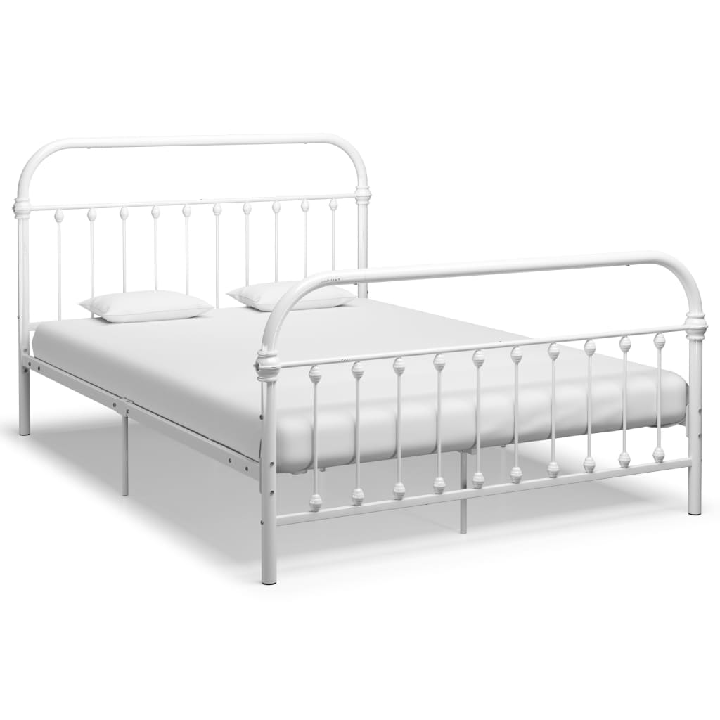 vidaXL Cadru de pat, alb, 160 x 200 cm, metal vidaxl.ro