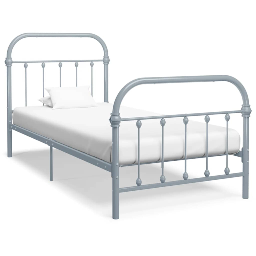 vidaXL Sängynrunko harmaa metalli 90x200 cm