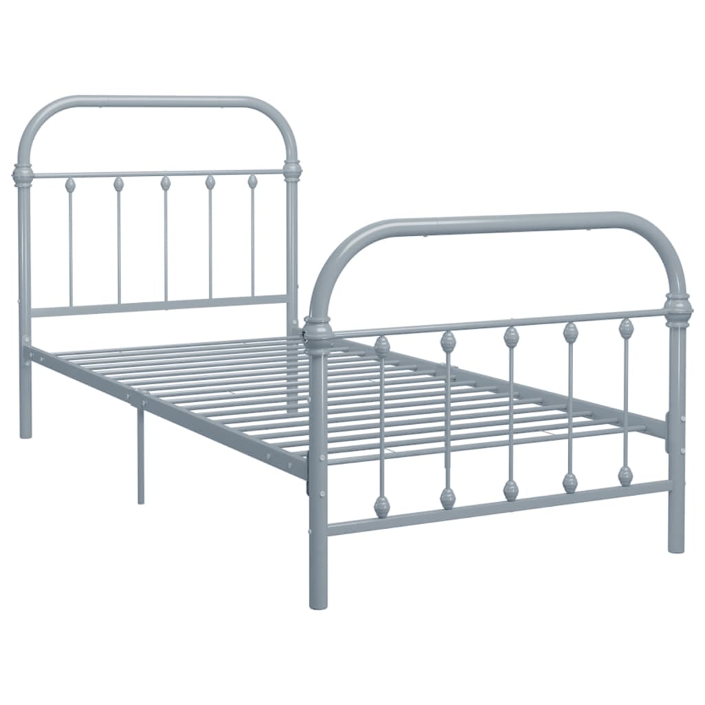 

vidaXL Bedframe metaal grijs 90x200 cm