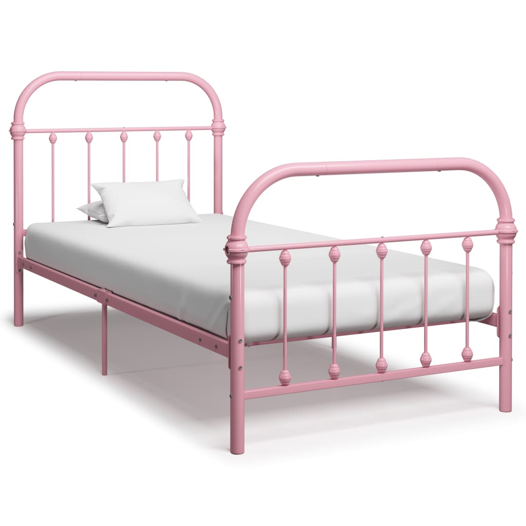 Rám postele růžový kov 90 x 200 cm