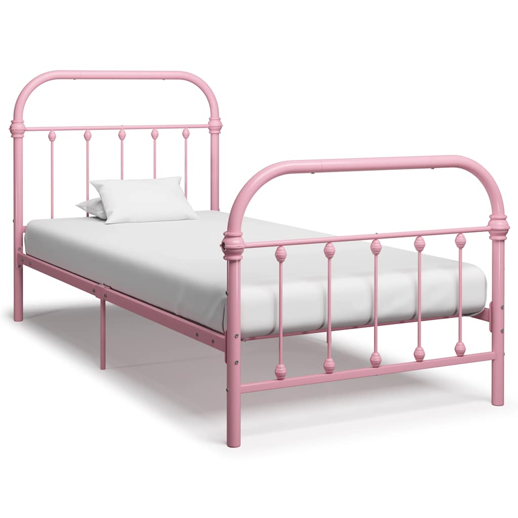 vidaXL Sängynrunko pinkki metalli 90x200 cm