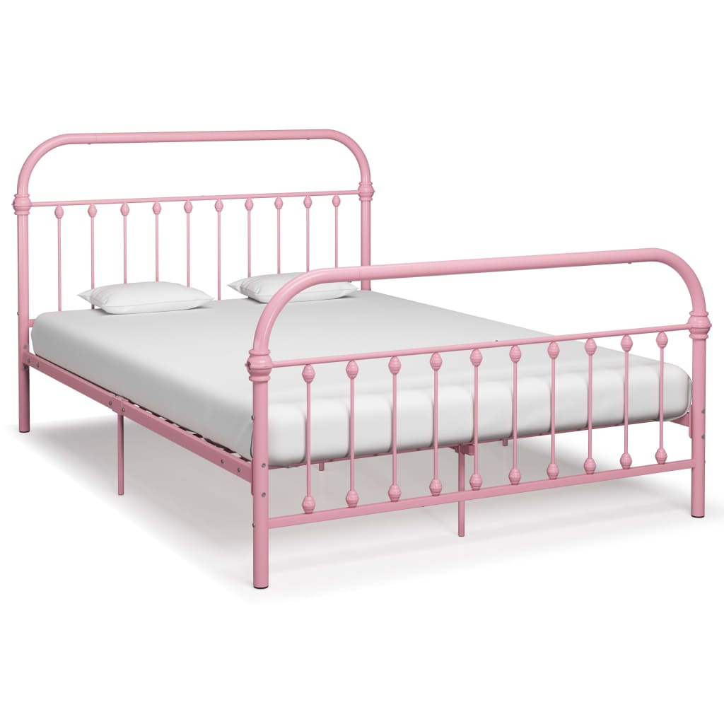 Rám postele růžový kov 160 x 200 cm