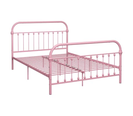 vidaXL Bed Frame without Mattress Pink Metal 160x200 cm
