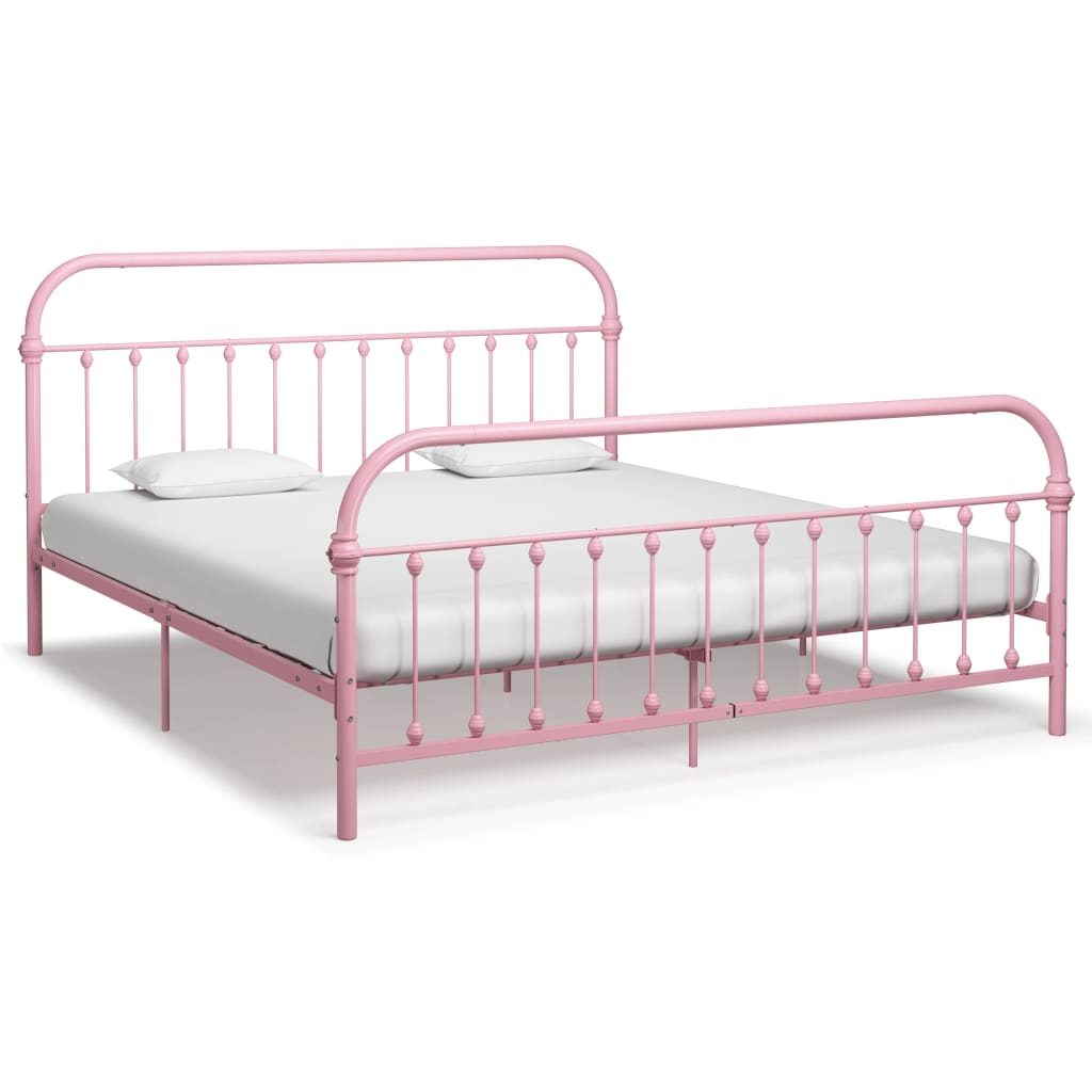 vidaXL Cadru de pat, roz, 180 x 200 cm, metal vidaxl.ro