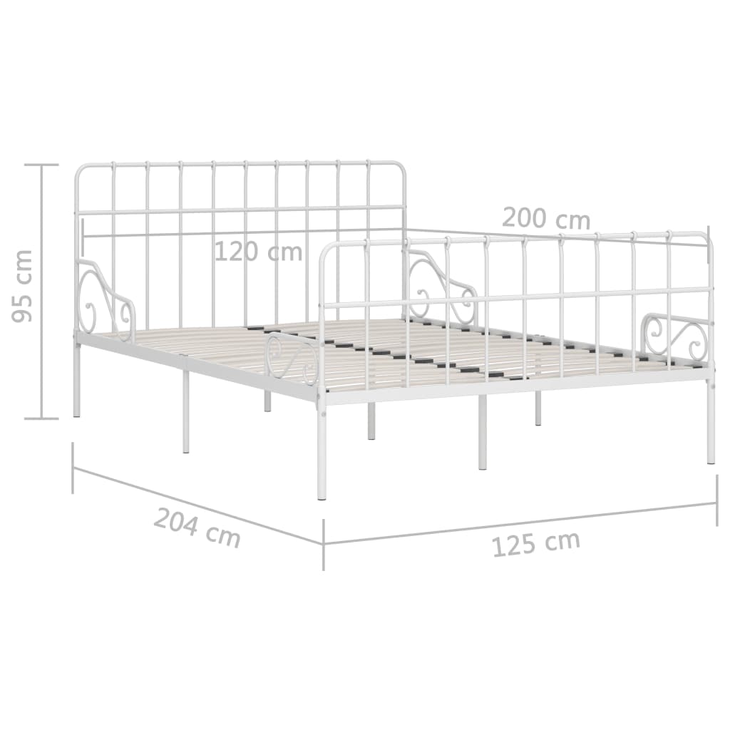 Alternativ bild 4 för VidaXl Sängram Med Ribbotten Vit Metall 120X200 Cm