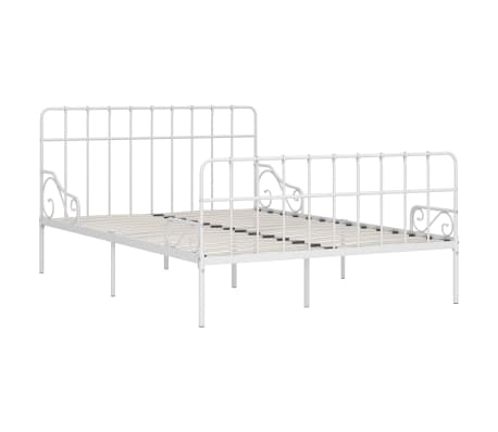 vidaXL Cadru de pat cu bază din șipci, alb, 120 x 200 cm, metal