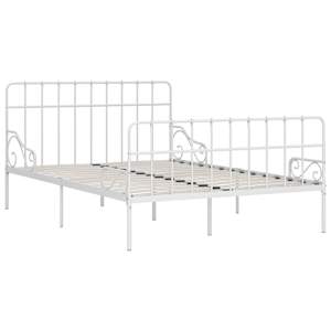 vidaXL Bed Frame without Mattress with Slatted Base White Metal 140x200 cm