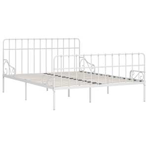 Rám postele s laťkovým roštem bílý kov 180 x 200 cm - obrázek 2
