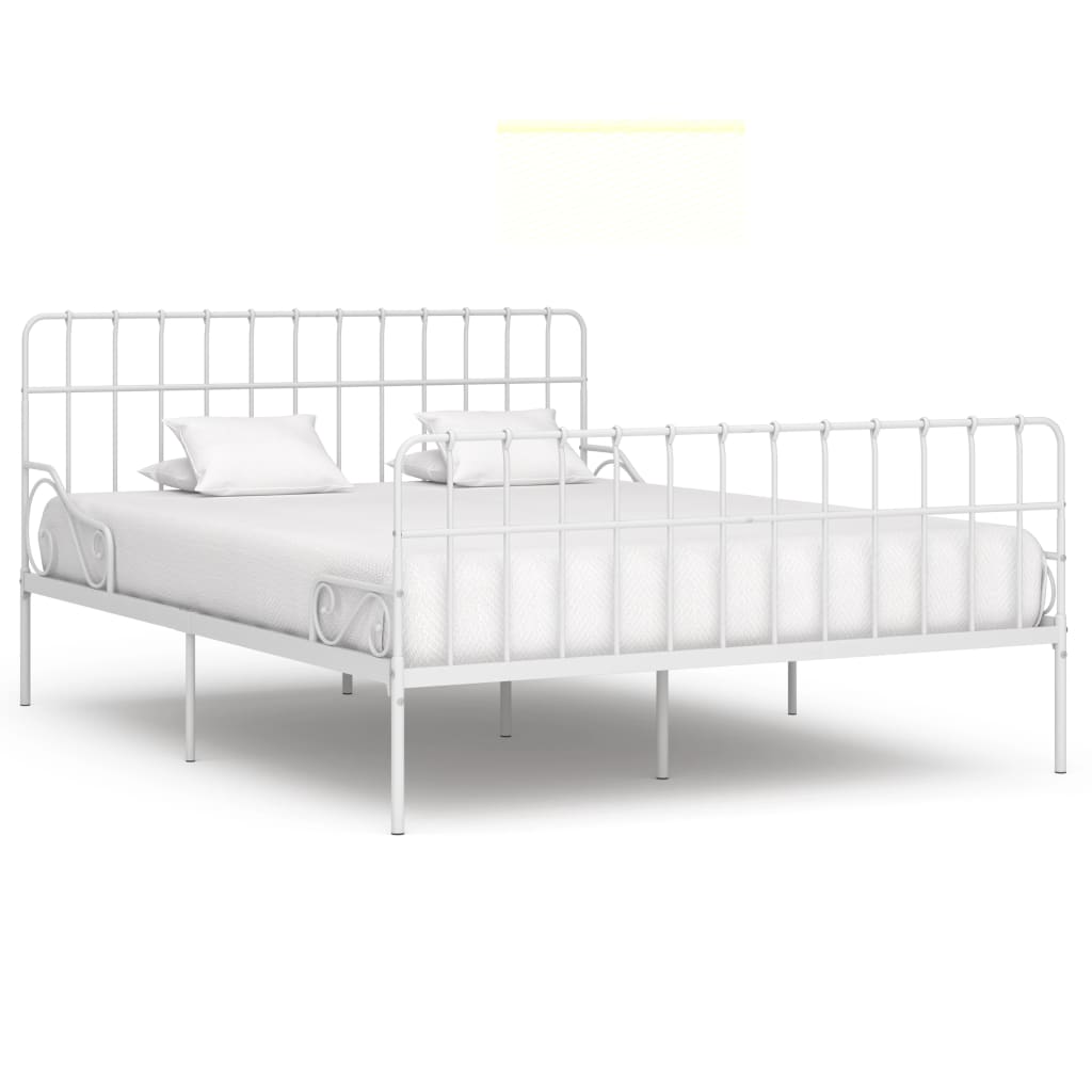 vidaXL sengestel med lamelbund 200 x 200 cm metal hvid