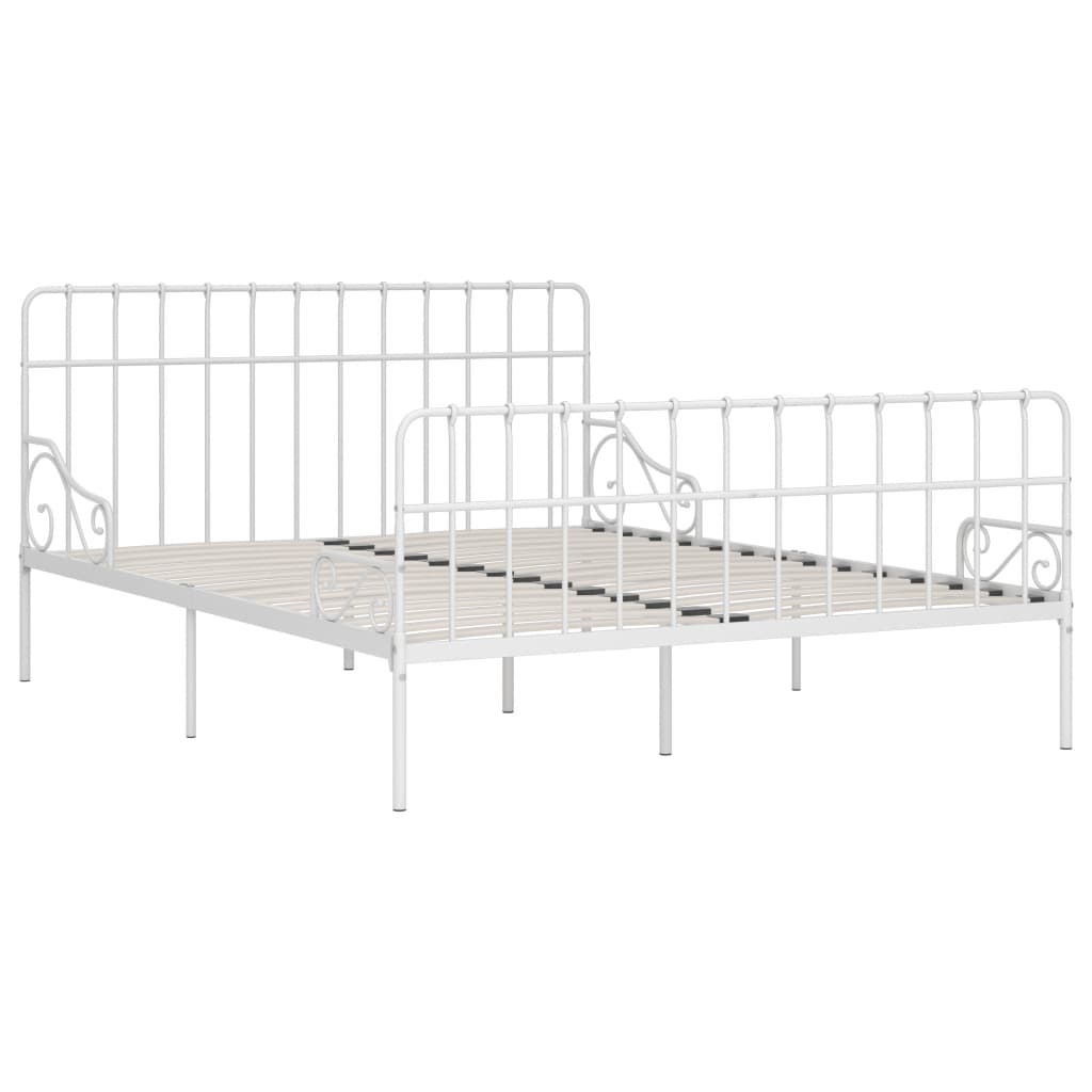 vidaXL Bedframe met lattenbodem metaal wit 200x200 cm afbeelding
