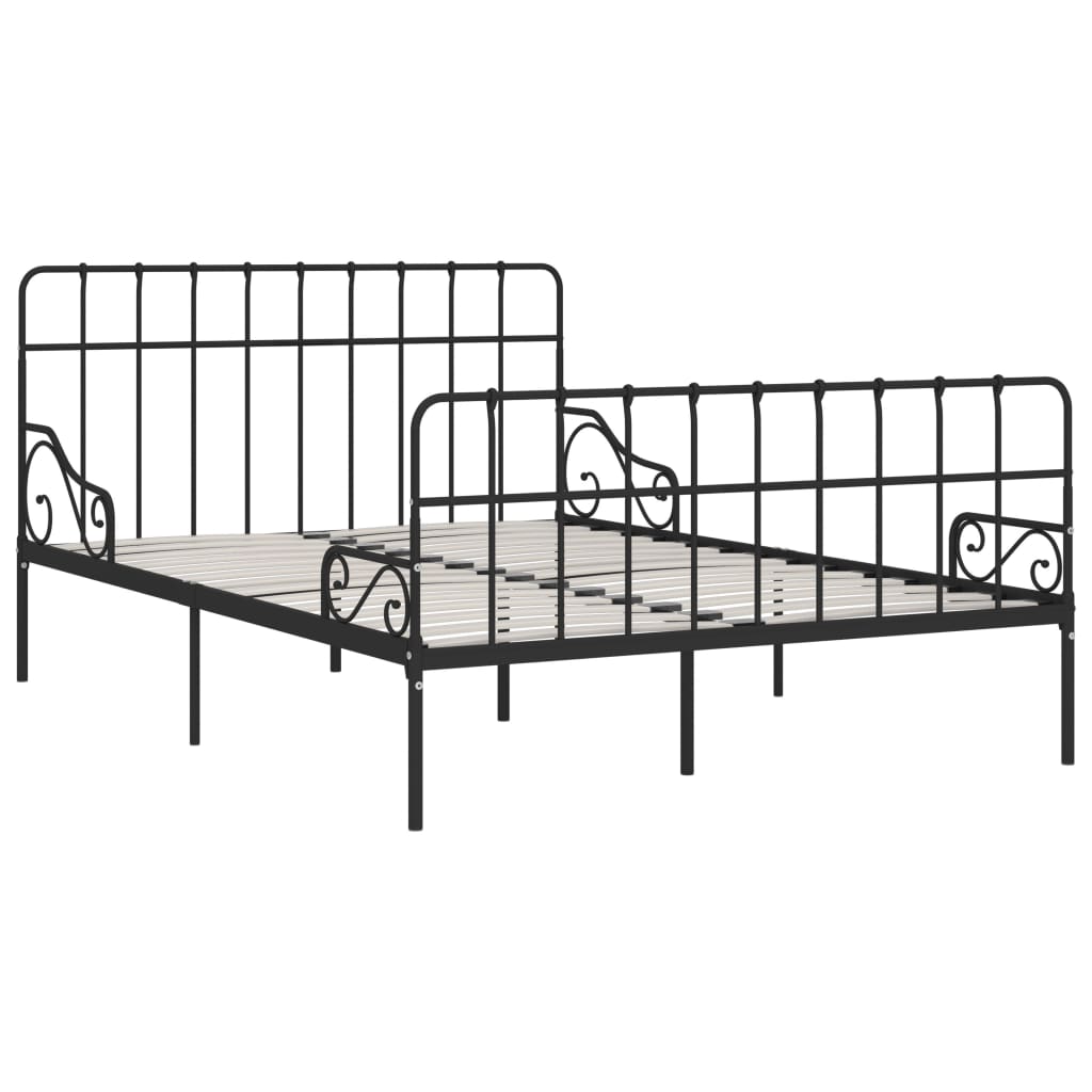 vidaXL Estrutura de cama com estrado de ripas 160x200 cm metal preto