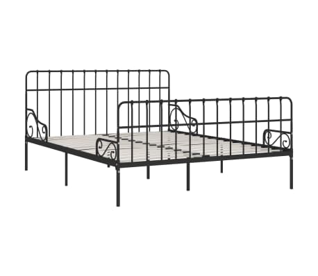 vidaXL Cadru de pat cu bază din șipci, negru, 200 x 200 cm, metal
