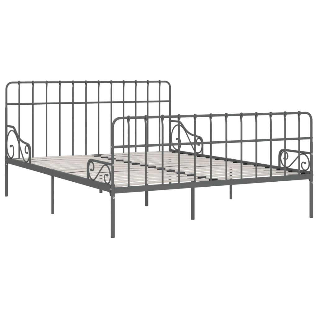 vidaXL Estrutura de cama com estrado de ripas 200x200 cm metal cinza
