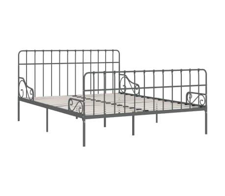 vidaXL Estrutura de cama com estrado de ripas 200x200 cm metal cinza