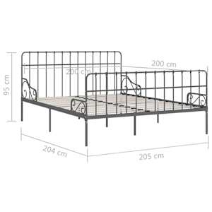 Rám postele s laťkovým roštem šedý kov 200 x 200 cm - obrázek 5