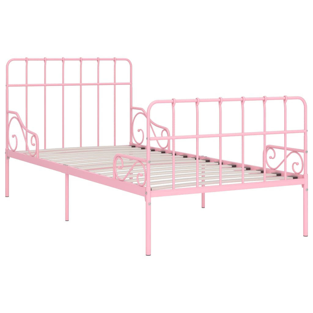 vidaXL Bed Frame with Slatted Base Pink Metal 90x200 cm