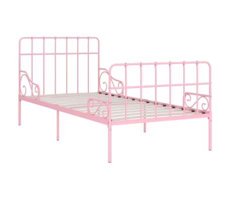 vidaXL Okvir za krevet s podnicama ružičasti metalni 90 x 200 cm