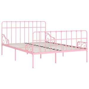 Rám postele s laťkovým roštem růžový kov 120 x 200 cm - obrázek 2