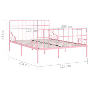 Rám postele s laťkovým roštem růžový kov 120 x 200 cm - obrázek 5