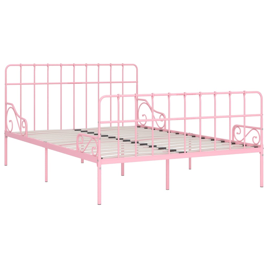 vidaXL Sengeramme med spilebase rosa metall 160x200 cm