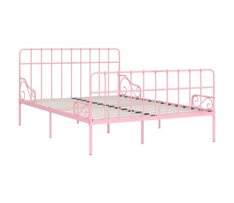 vidaXL Rám postele s laťkovým roštem růžový kov 160 x 200 cm