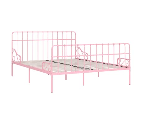 vidaXL liistudest põhjaga voodiraam roosa, metall, 200 x 200 cm