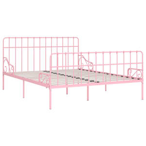 vidaXL Sengeramme med spilebase rosa metall 200x200 cm