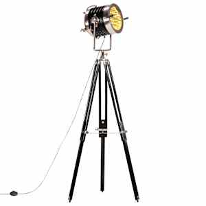 Trinožna stoječa svetilka črna trden mangov les 171 cm