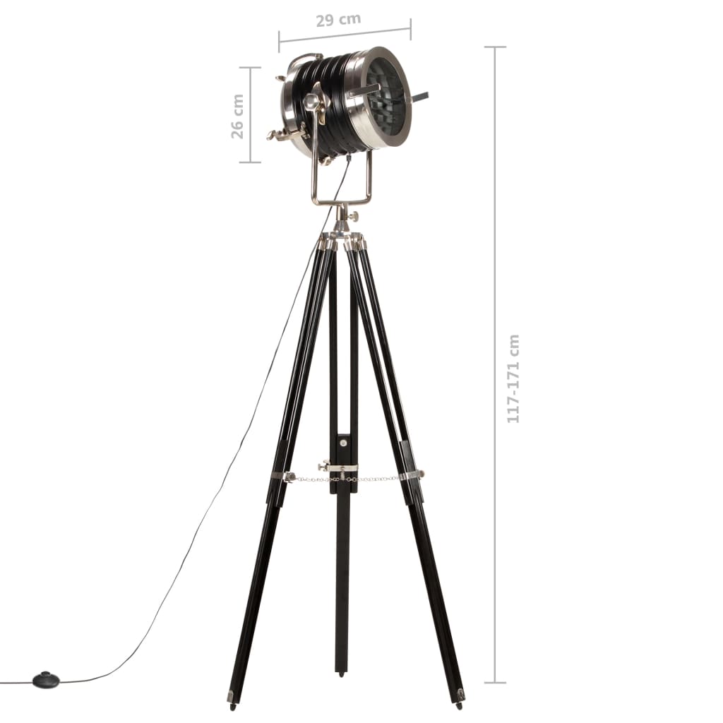 Stojací lampa na stativu černá masivní mangovník 171 cm - obrázek 14