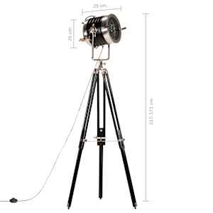 Stojací lampa na stativu černá masivní mangovník 171 cm - obrázek 14