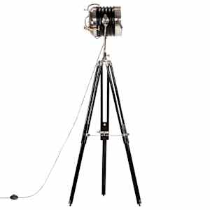 Stojací lampa na stativu černá masivní mangovník 171 cm - obrázek 4