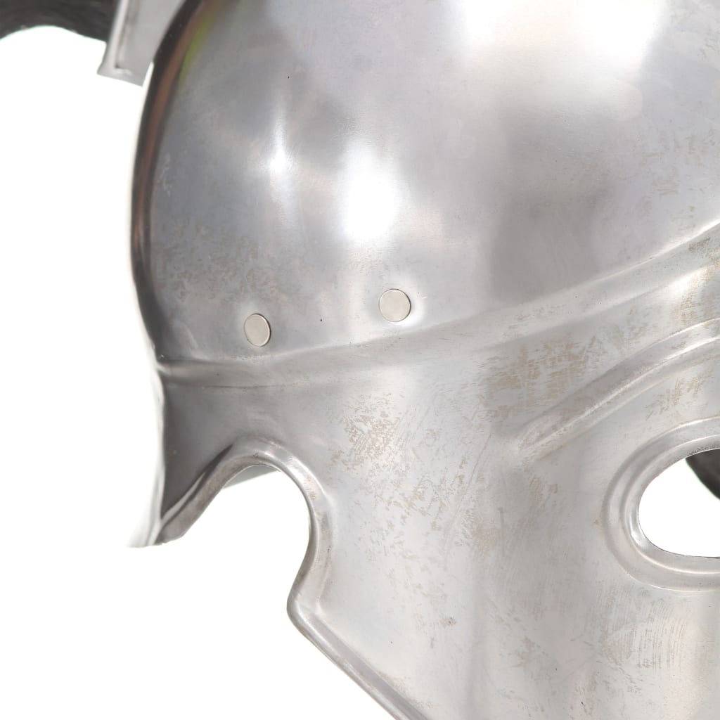 Ezüstszínű antik görög harcos acélsisak LARP másolat 