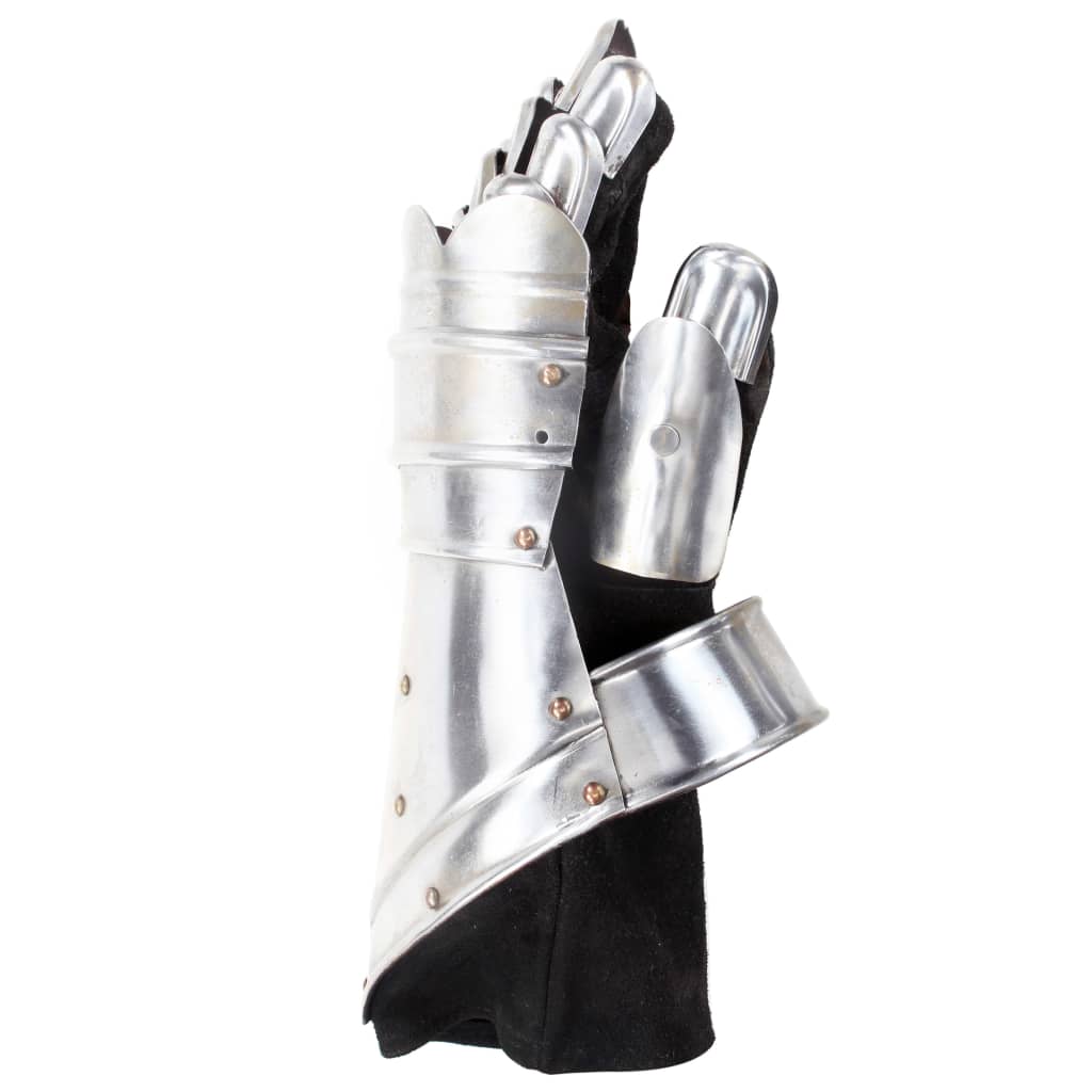Středověké plátové rukavice replika pro LARPy stříbrné ocel