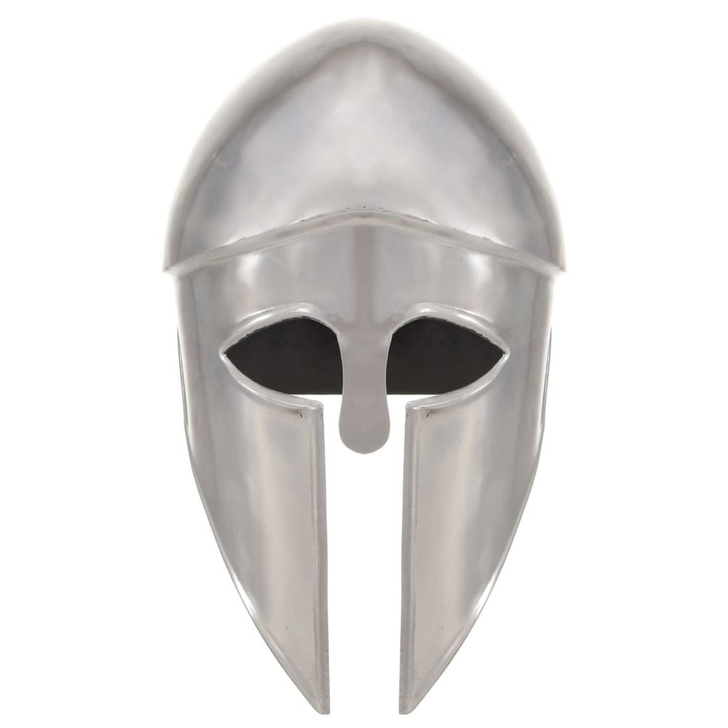vidaXL Гръцки военен шлем, антична реплика, ЛАРП, сребрист, стомана