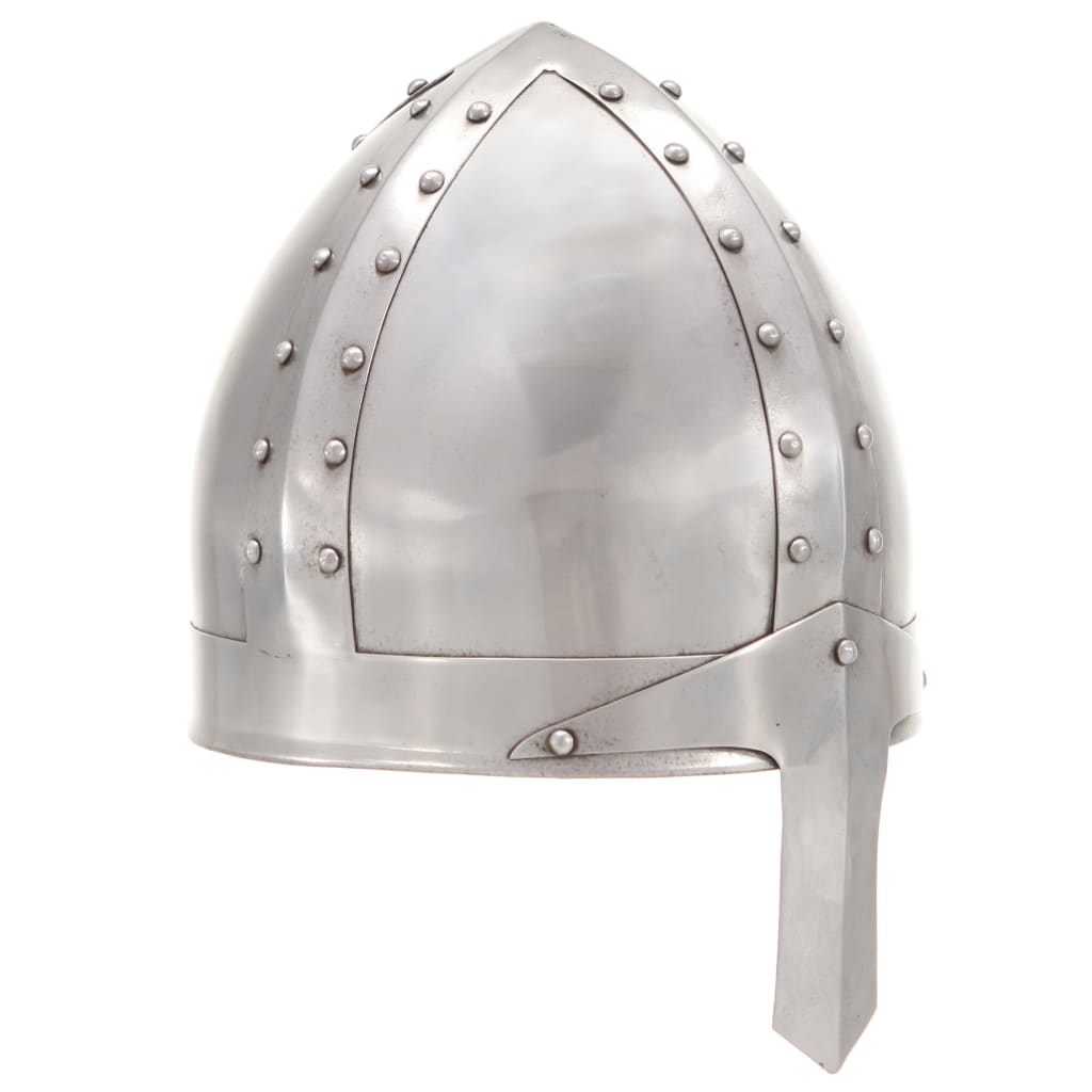 vidaXL Coif cavaler medieval antic, jocuri de rol, argintiu, oțel vidaxl.ro