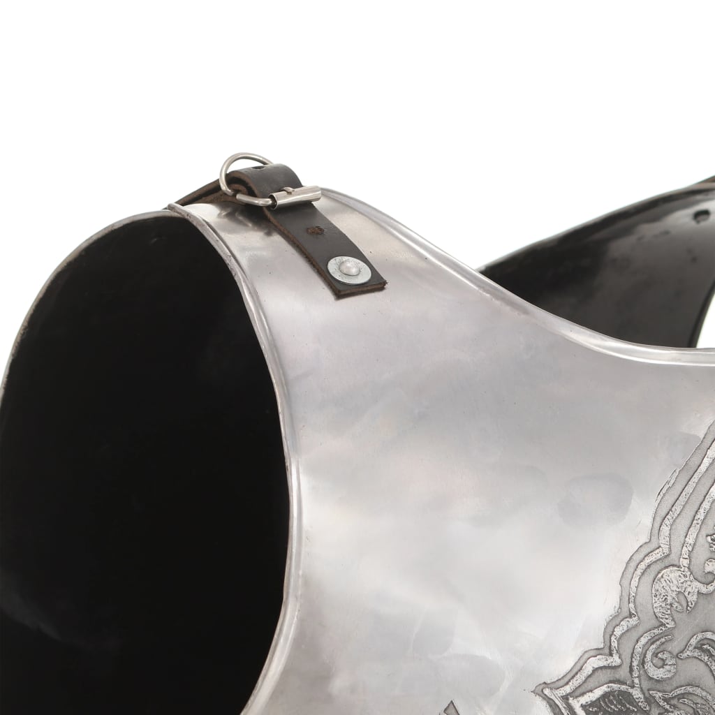 Ezüstszínű középkori lovagi acél mellvért LARP másolat 