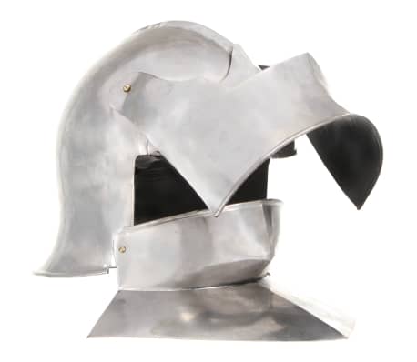 vidaXL Medieval Knight Helmet Antique Replica LARP Silver Steel